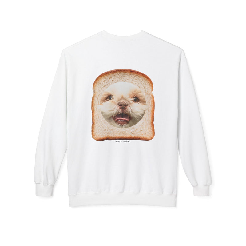 Funny custom pet toast sweatshirt, white, full back print