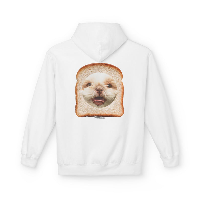Funny custom pet toast hoodie, white, full back print