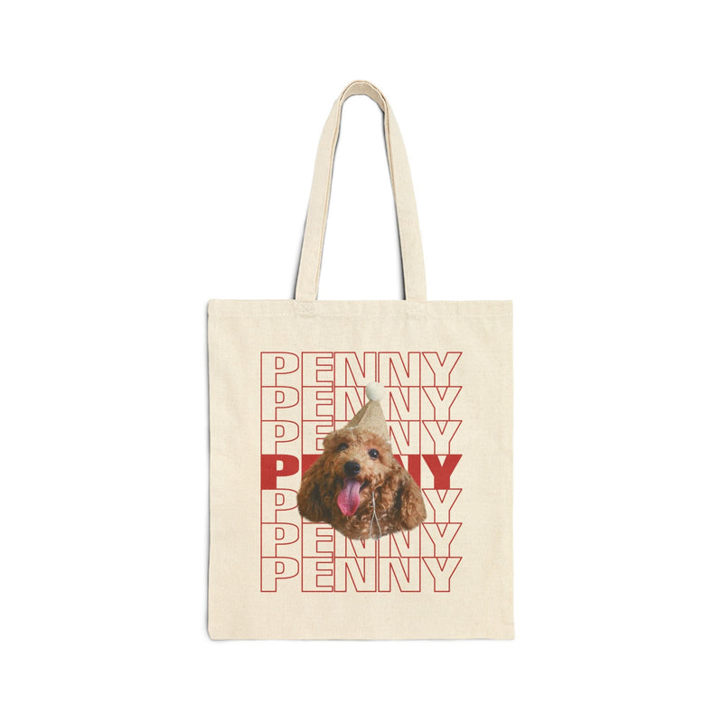 Custom pet name canvas tote bag, natural