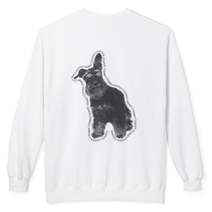 Studio design on a white sweatshirt