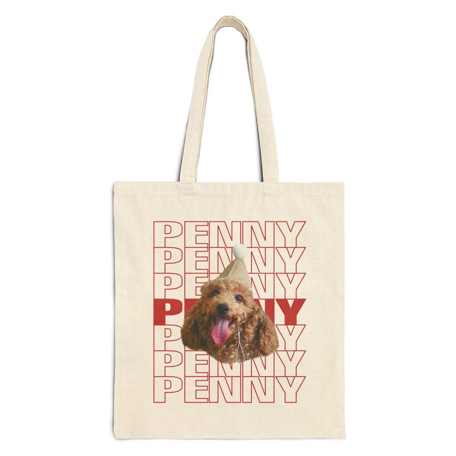 Custom pet portrait tote bag